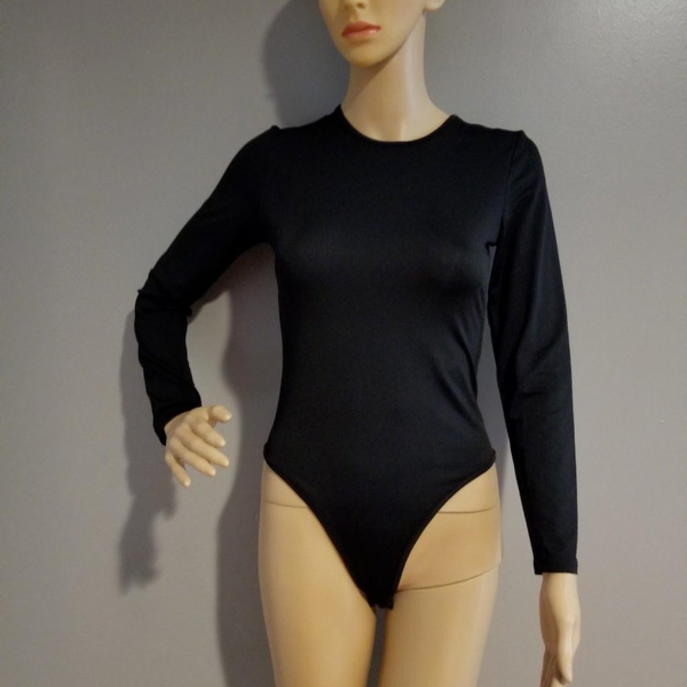 Black Long Sleeve One Piece Leotard